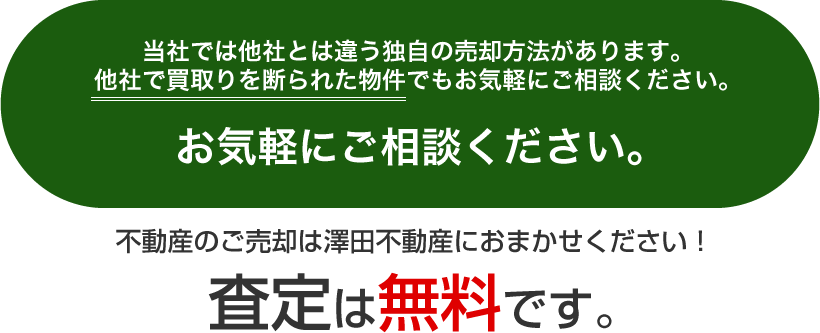 他社で断られた物件でもお気軽にご相談ください。査定は無料です。